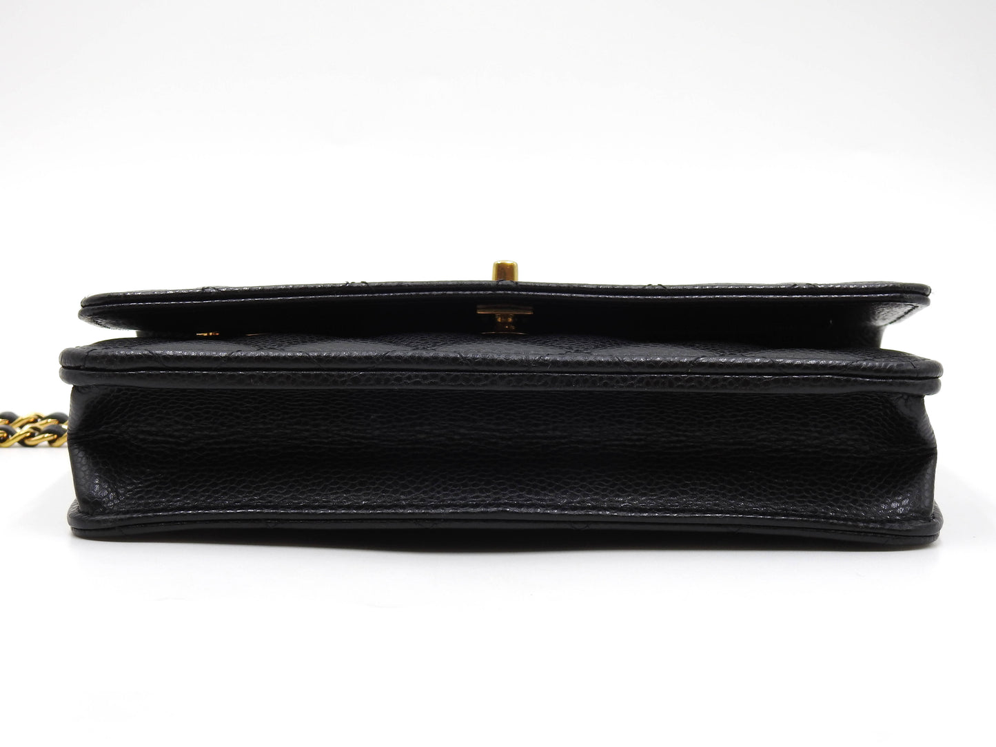 CHANEL CC Turn Lock Wallet on Chain Shoulder Bag Caviarskin Black AP3622