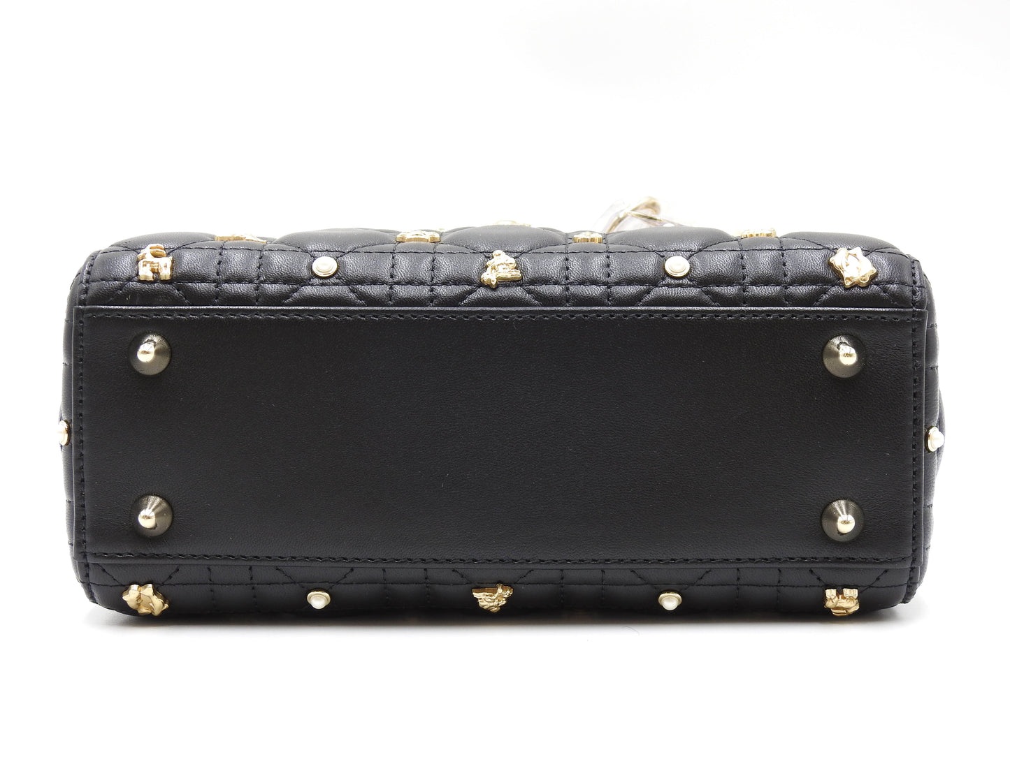 Christian Dior My ABCDIOR Lady Dior Small Studded Cannage Hand Bag Black