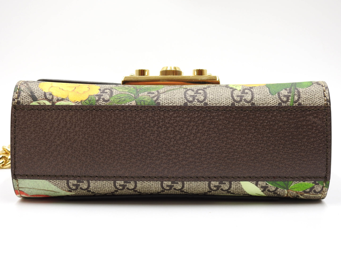 GUCCI GG Supreme Tian Padlock Small Chain Shoulder Bag Beige Brown 409487