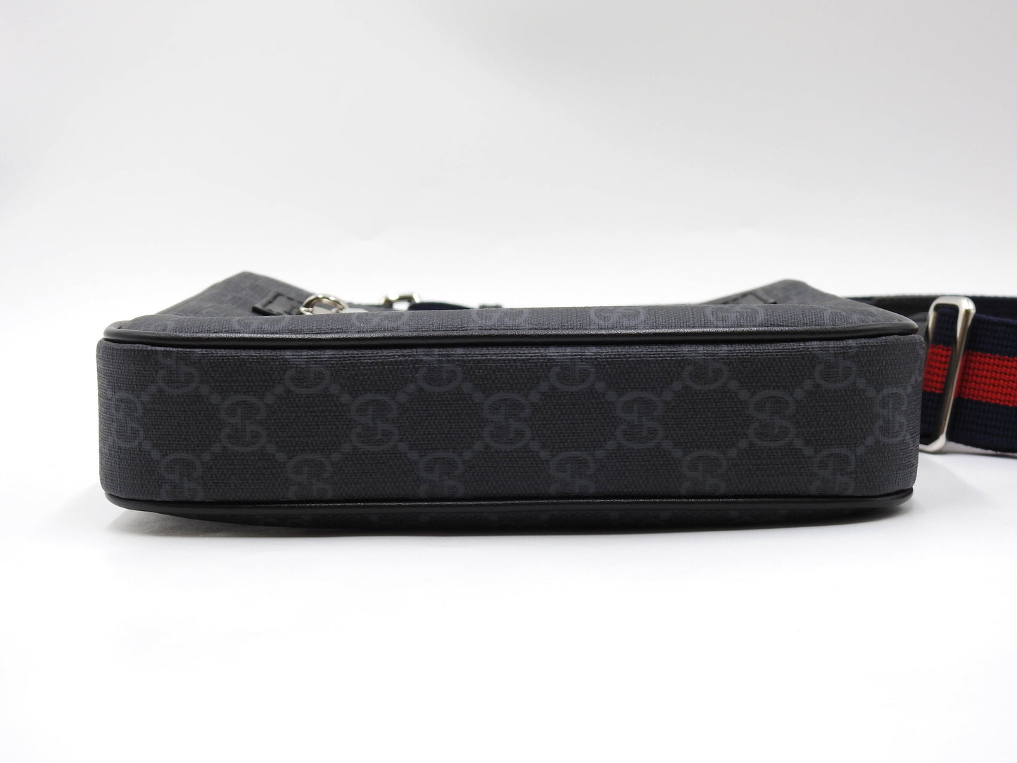 GUCCI GG Supreme Small Messenger Shoulder Bag PVC Leather Black 792082