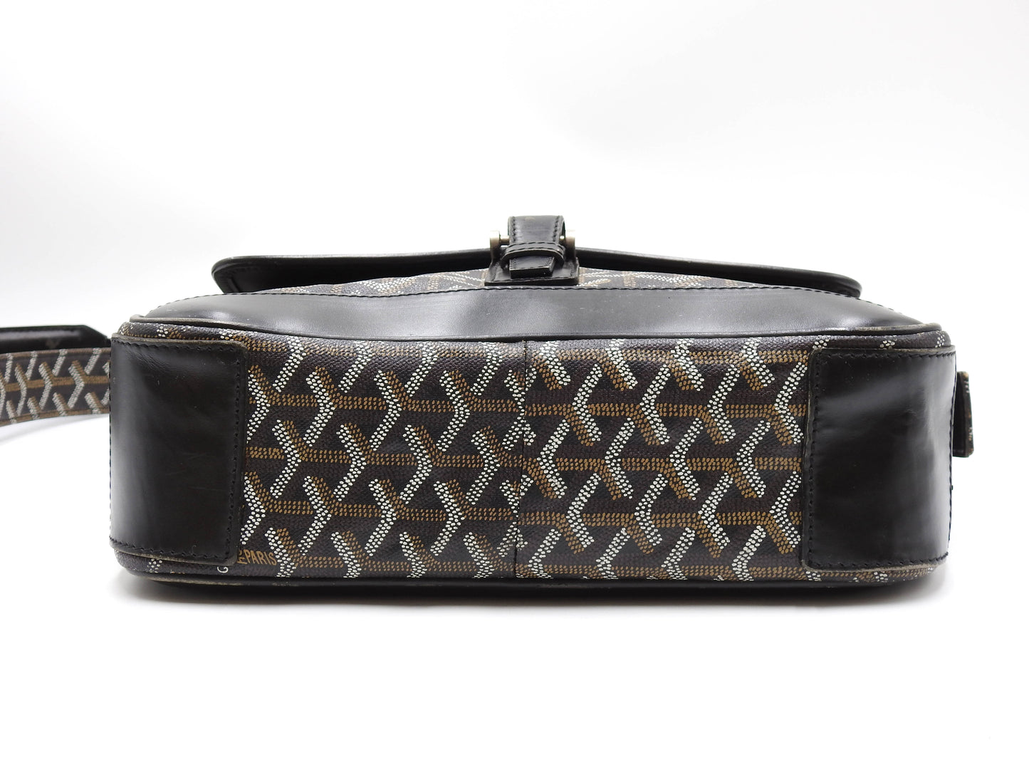 GOYARD Goyardine Grand Bleu MM Shoulder Bag PVC Canvas Leather Black Y-1802