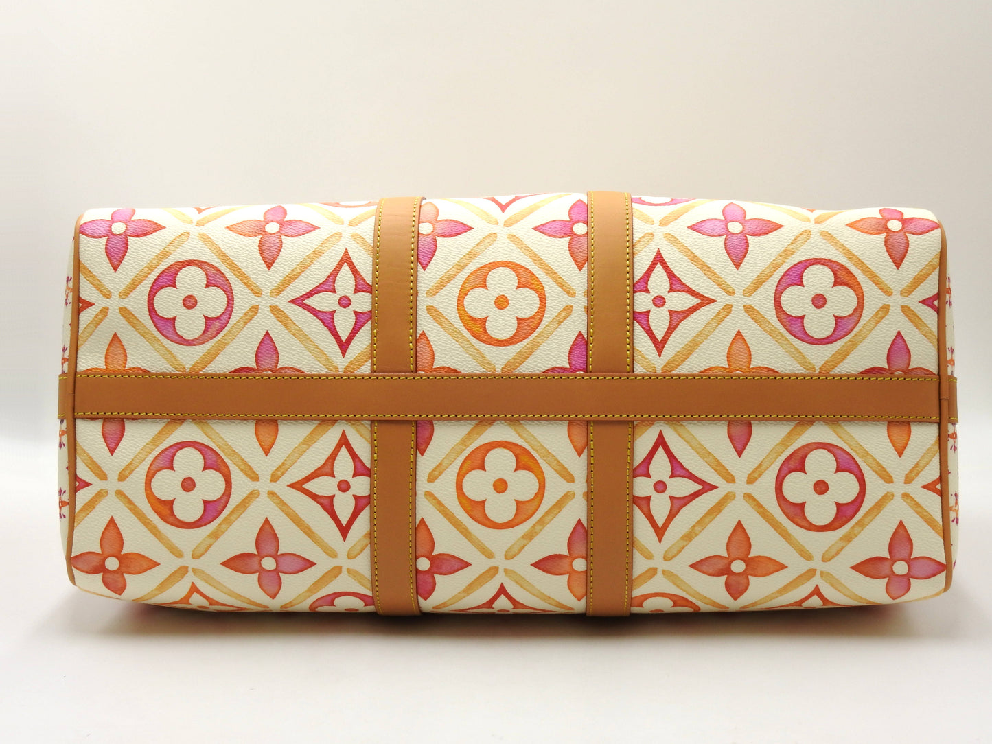 LOUIS VUITTON Monogram Tile Keepall Bandouliere 45 Travel Bag Coral M11251