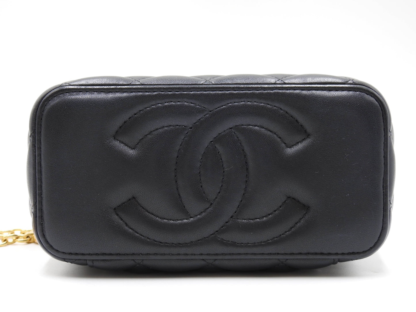 CHANEL CC Matelasse Chain Vanity Bag Shoulder Bag Lambskin Black Gold