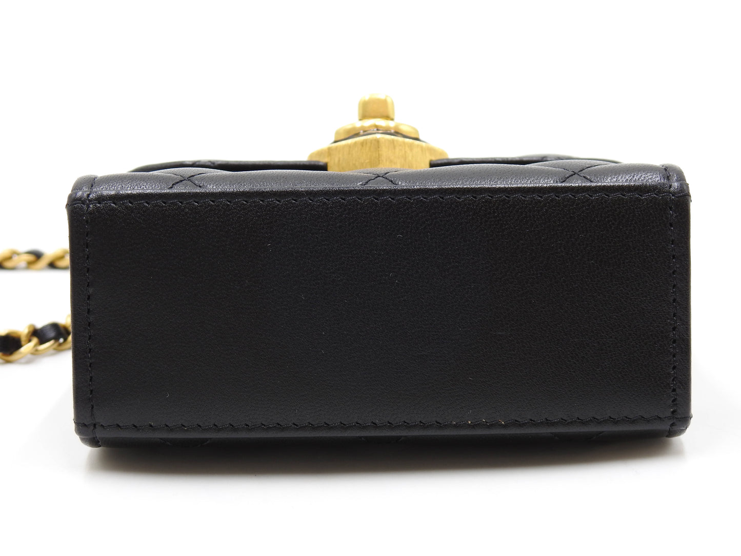 CHANEL CC Heart Matelasse Chain Clutch Shoulder Bag Lambskin Black AP3291