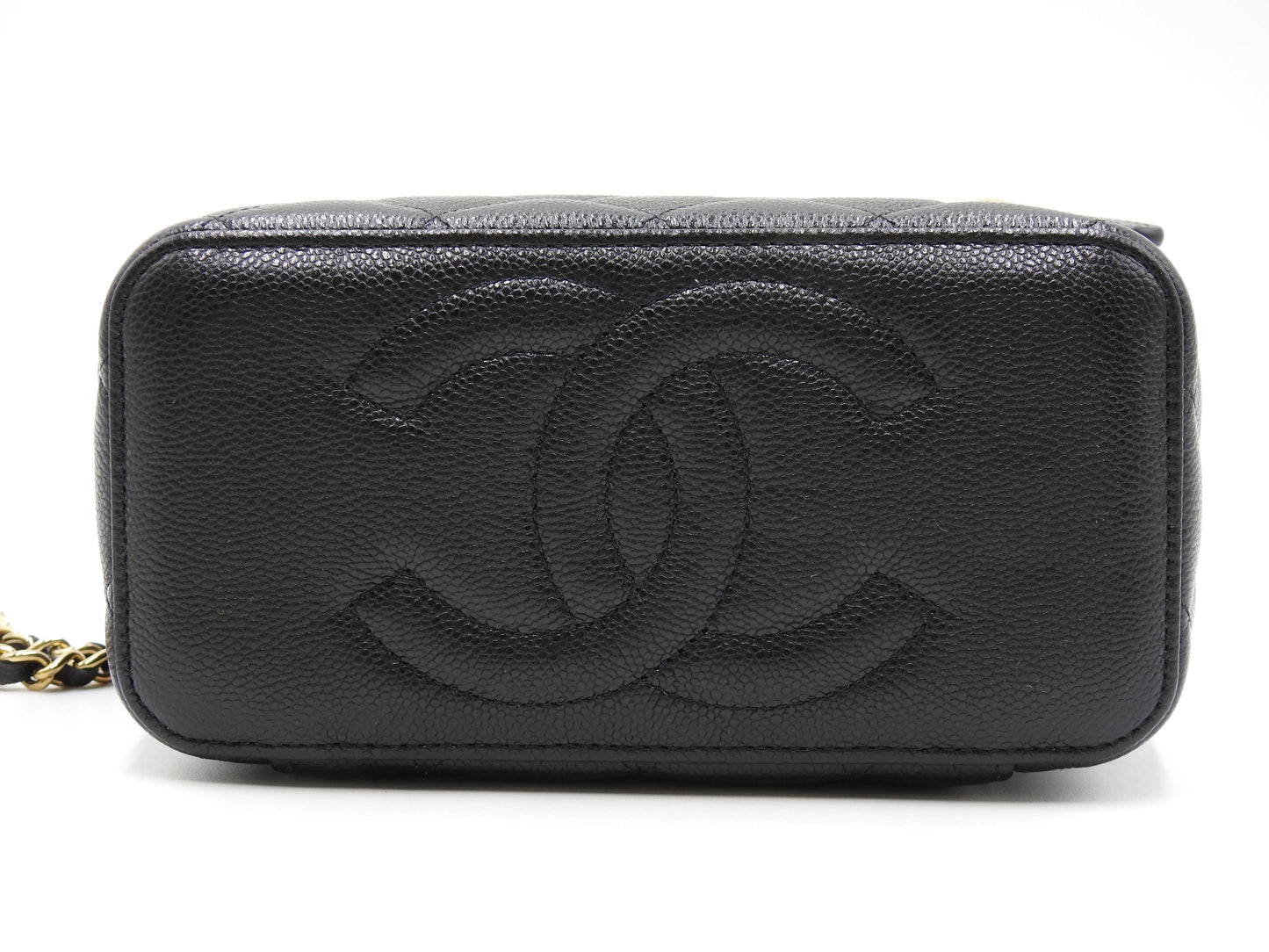 CHANEL CC Matelasse Chain Vanity Bag Shoulder Bag Caviarskin Black AP1341