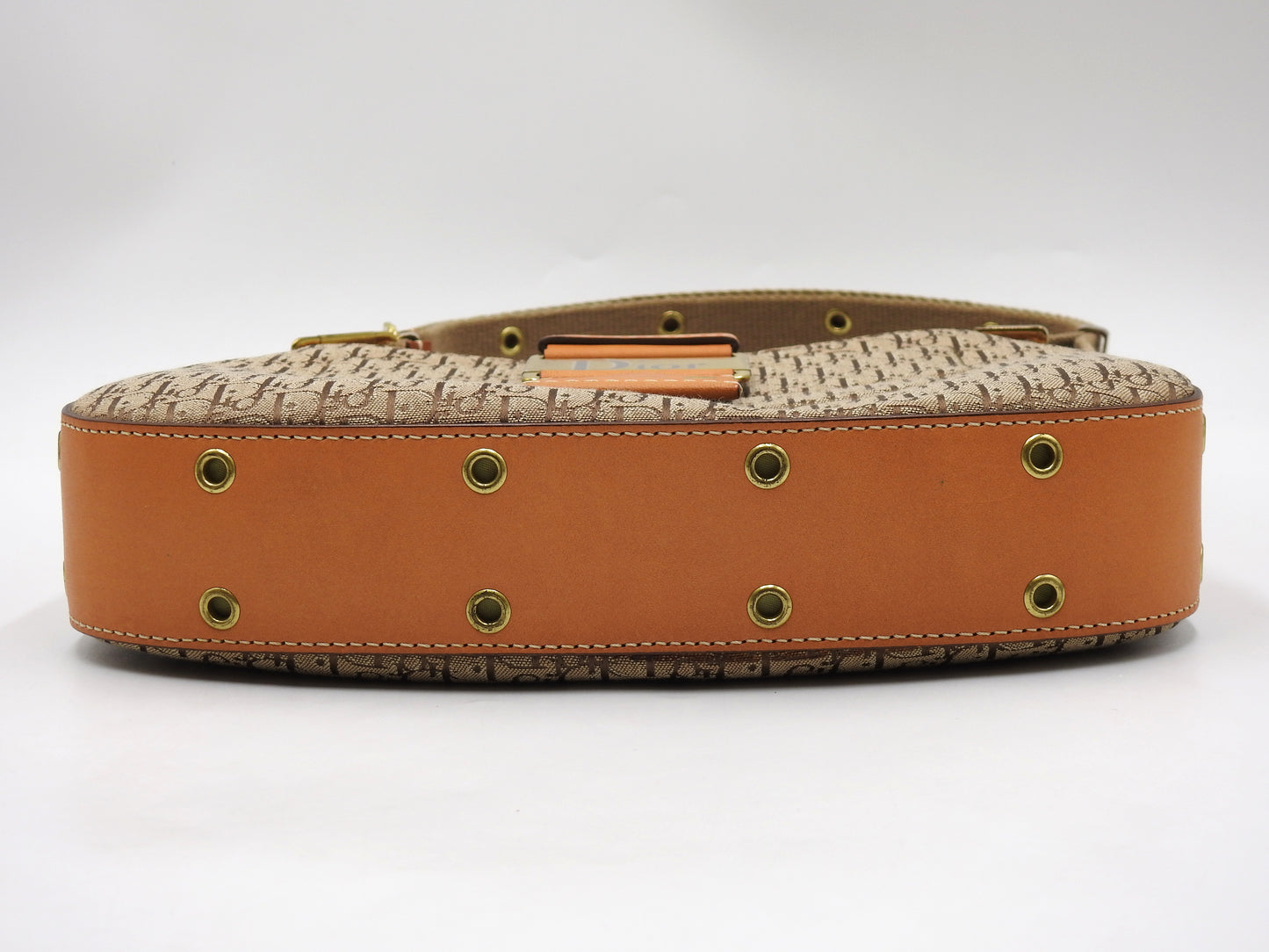 Christian Dior Trotter Street Chic Shoulder Bag Canvas Leather Beige