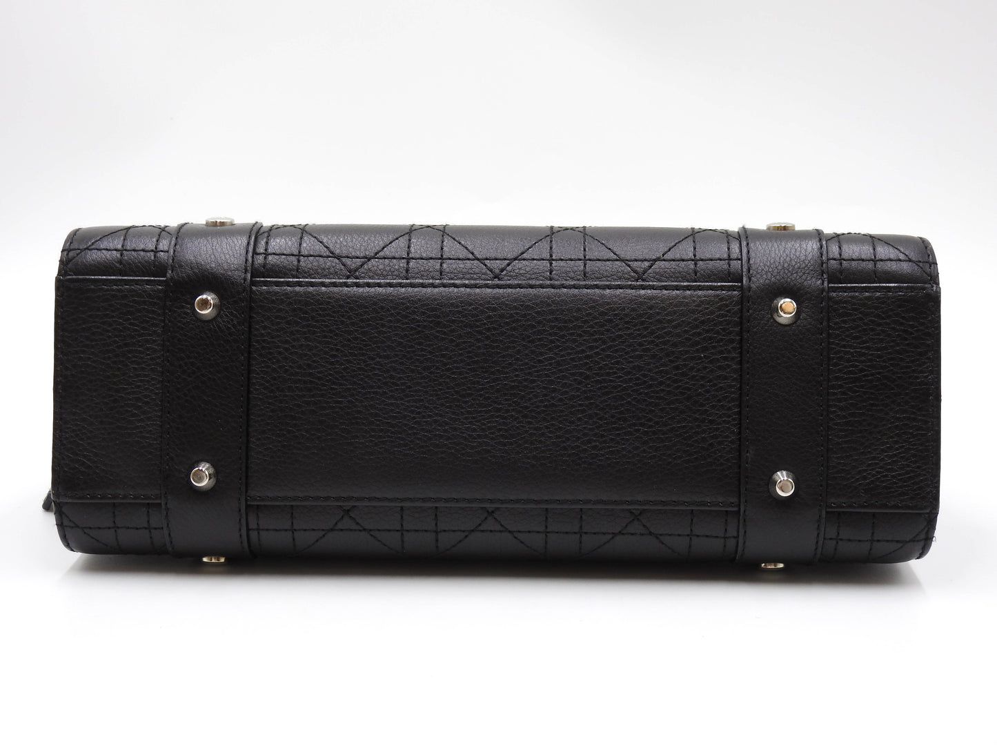 Christian Dior Lady Dior Small East West Cannage Hand Bag Calfskin Black