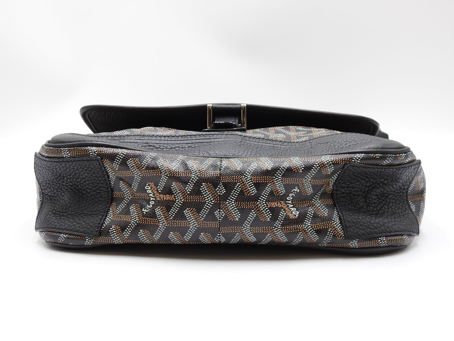 GOYARD Goyardine Grand Bleu MM Shoulder Bag PVC Canvas Leather Black