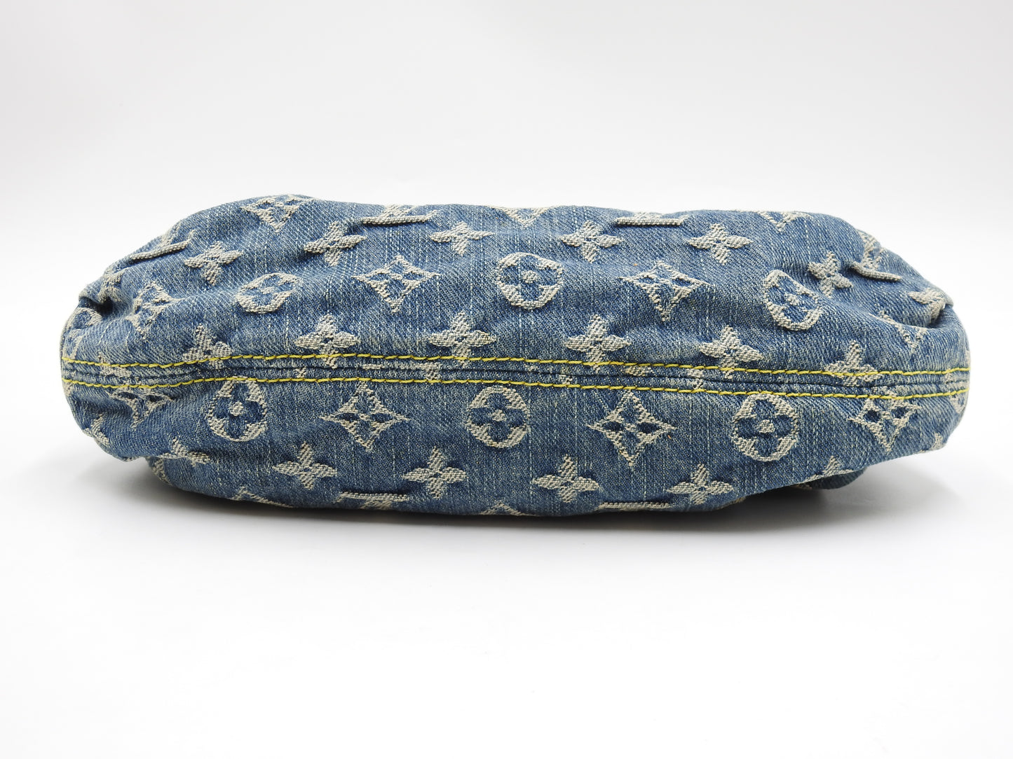 LOUIS VUITTON Mini Pleaty Monogram Denim Shoulder Hand Bag Blue M95050