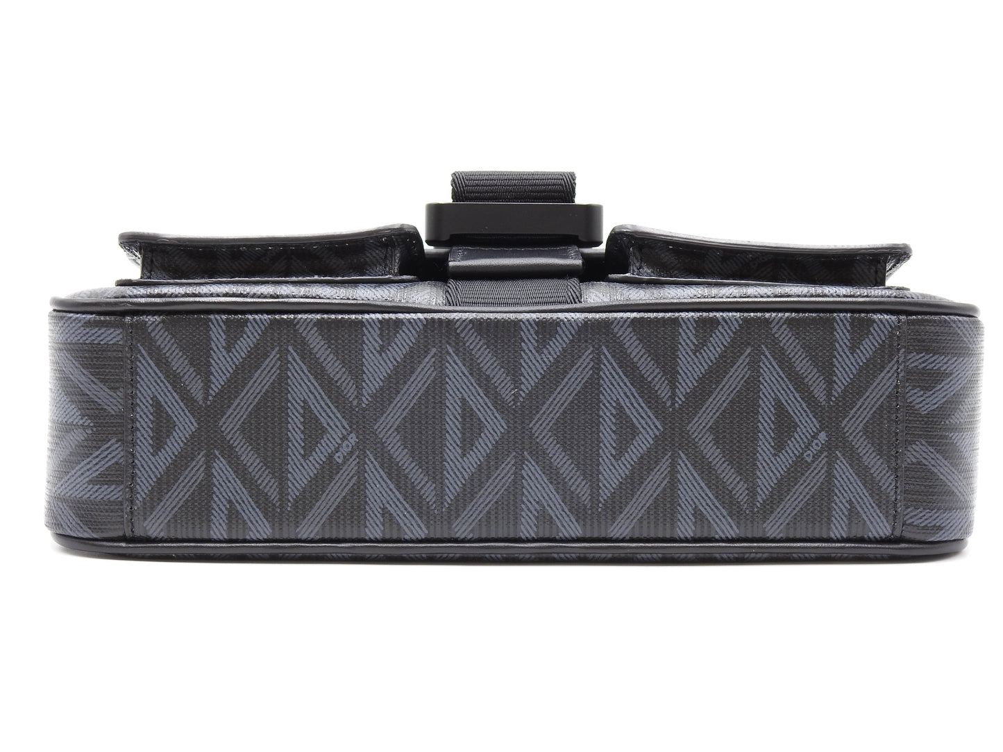 Christian Dior HIT THE ROAD CD Diamond Shoulder Bag PVC Leather Black