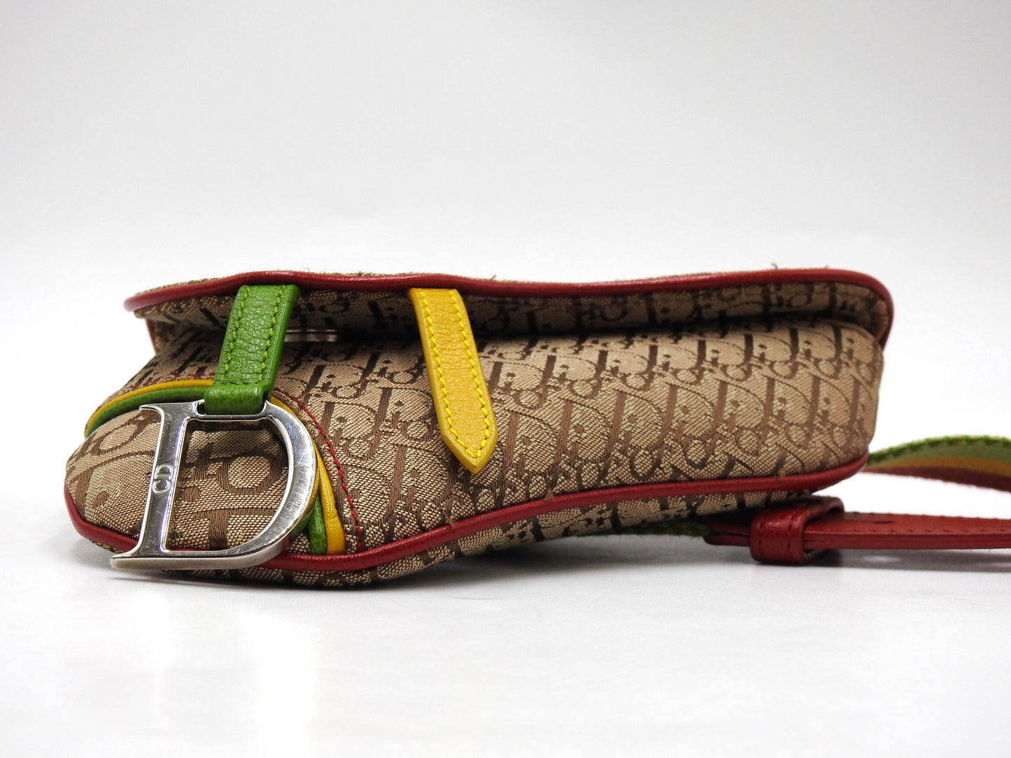 Christian Dior Rasta Trotter Saddle Belt Body Waist Bag Beige Multicolor