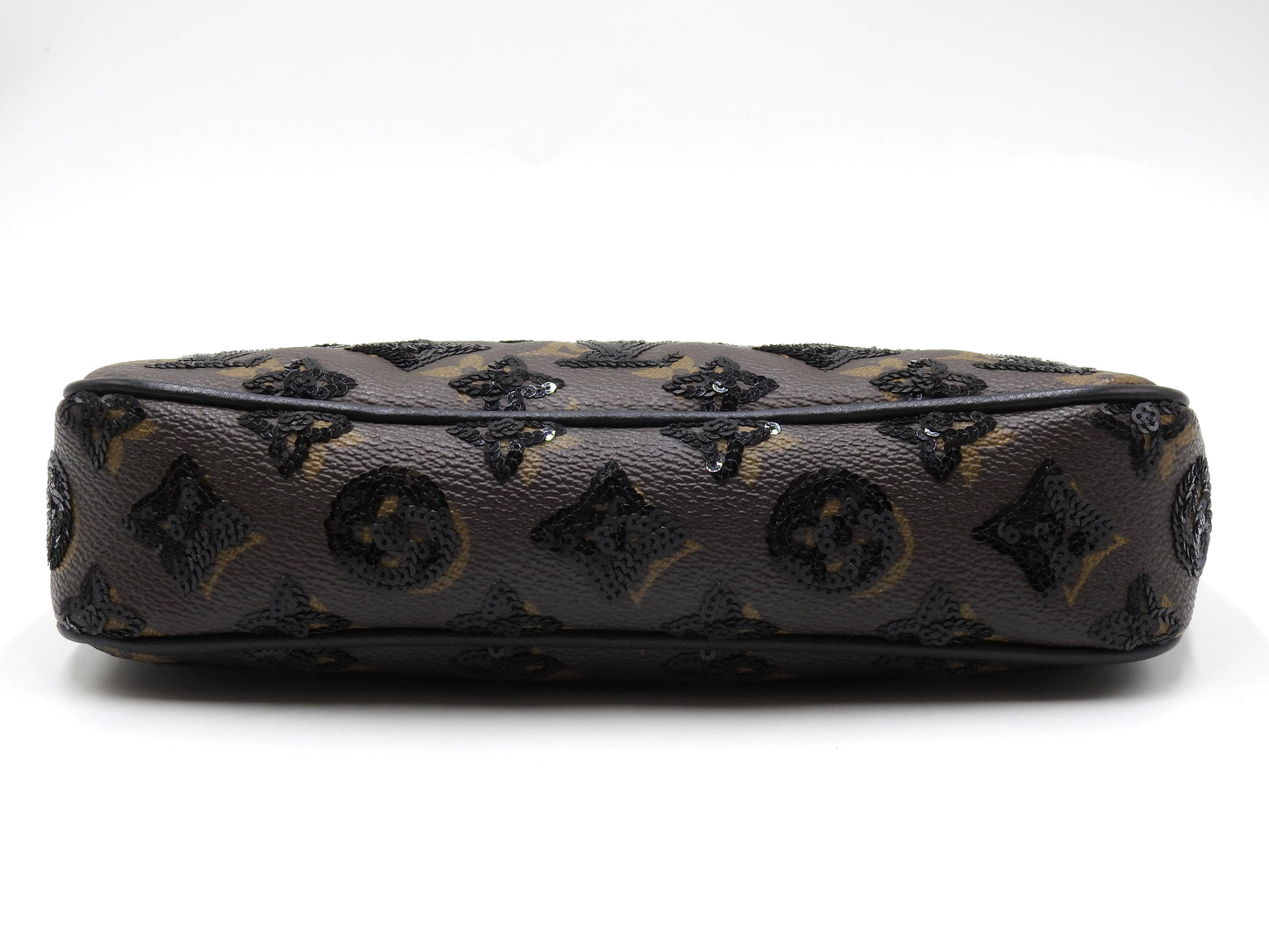 LOUIS VUITTON Monogram Eclipse Sequins Pochette Accessories Black M40247