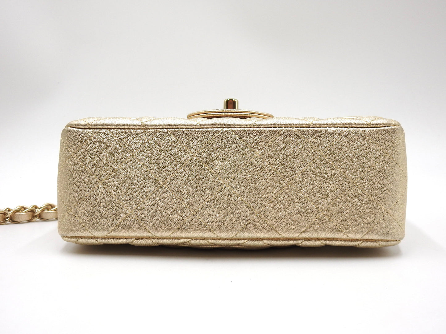 CHANEL Matelasse Mini Rectangular Flap Chain Shoulder Bag Lambskin Gold