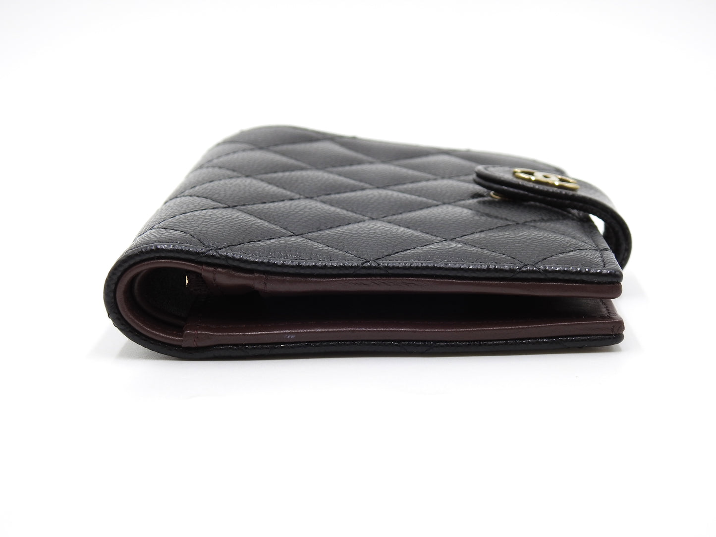 CHANEL CC Matelasse Passport Case Holder Wallet Caviarskin Black AP3791