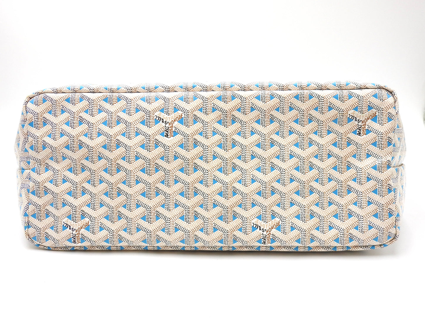 GOYARD Saint Louis Claire Voie PM Shoulder Tote Bag PVC Leather White Blue
