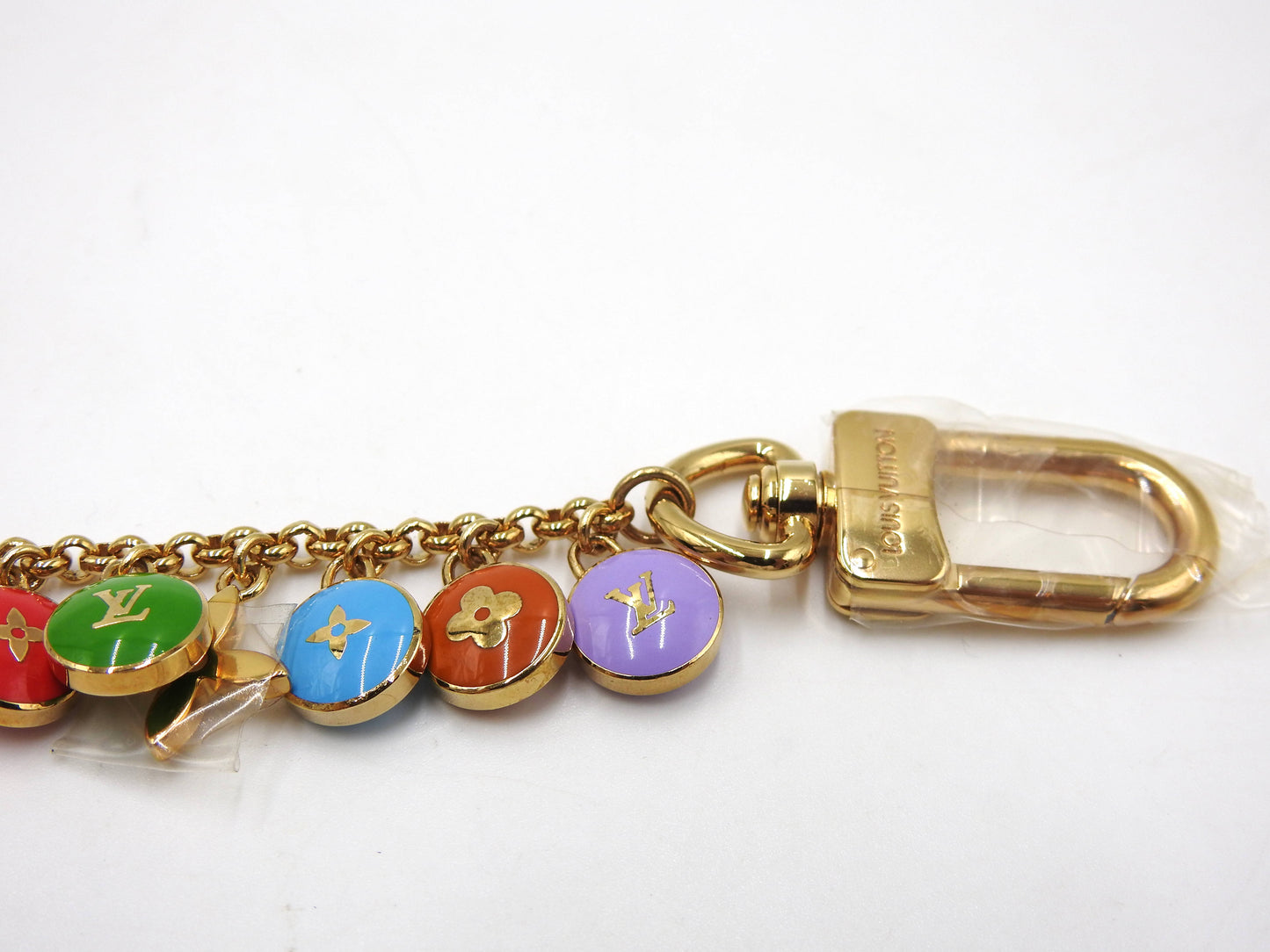 LOUIS VUITTON Porte Cles Chaine Pastille Bag Charm Key Holder Gold M65380