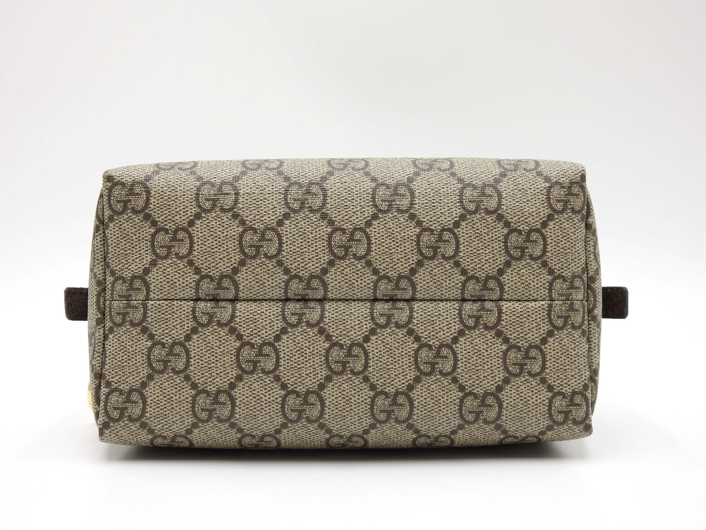 GUCCI GG Supreme Cosmetic Pouch PVC Leather Beige Brown Green 548393
