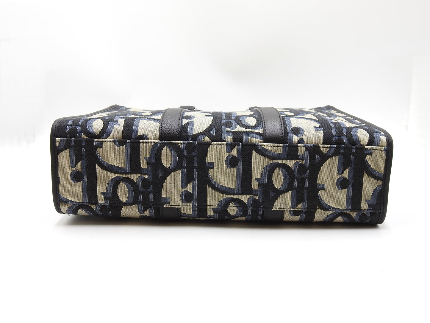 Christian Dior Oblique East Wast Tote Bag Maxi Jacquard Canvas Navy Black