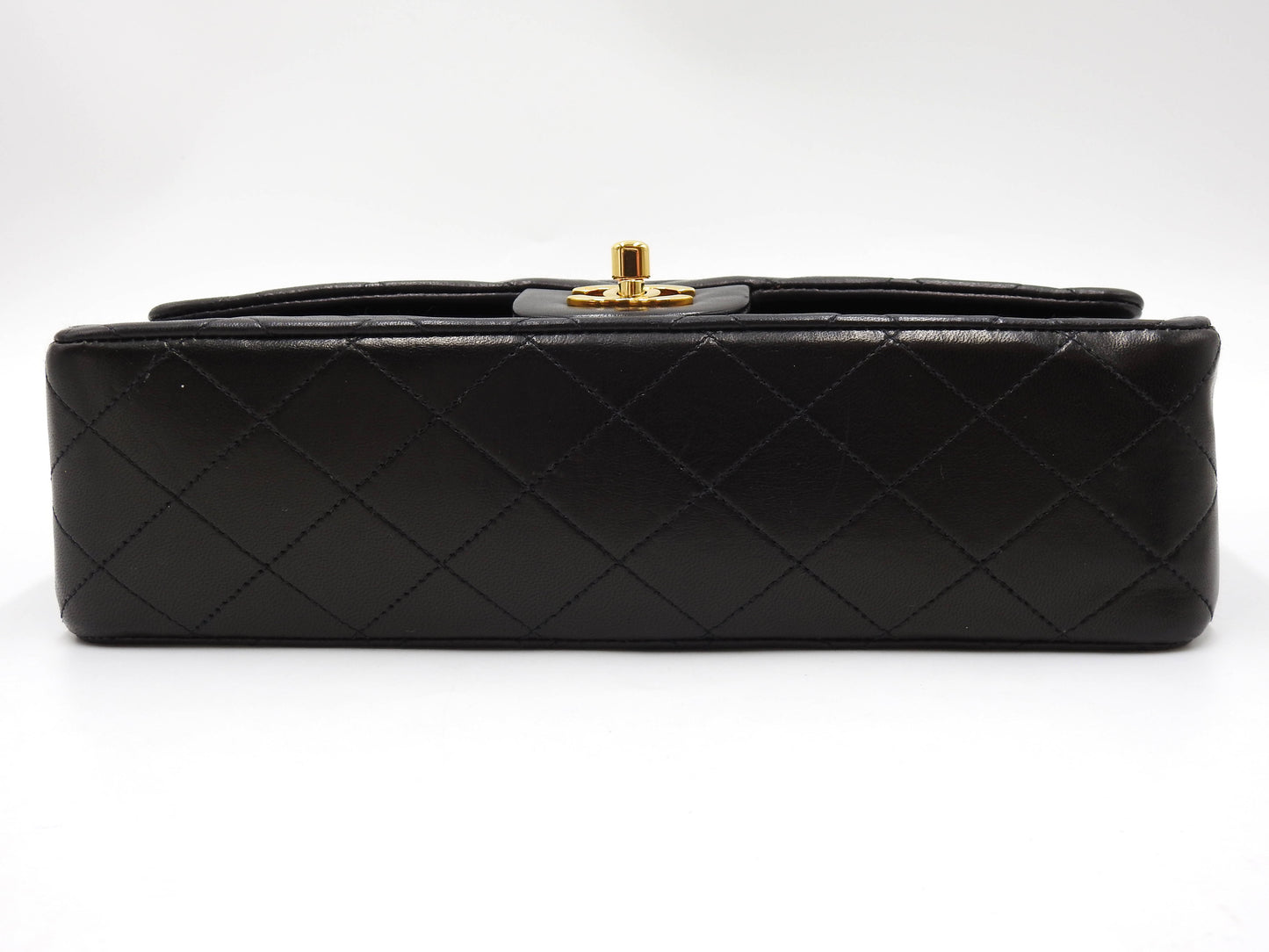 CHANEL Matelasse 25 Double Flap Chain Shoulder Bag Lambskin Black A01112