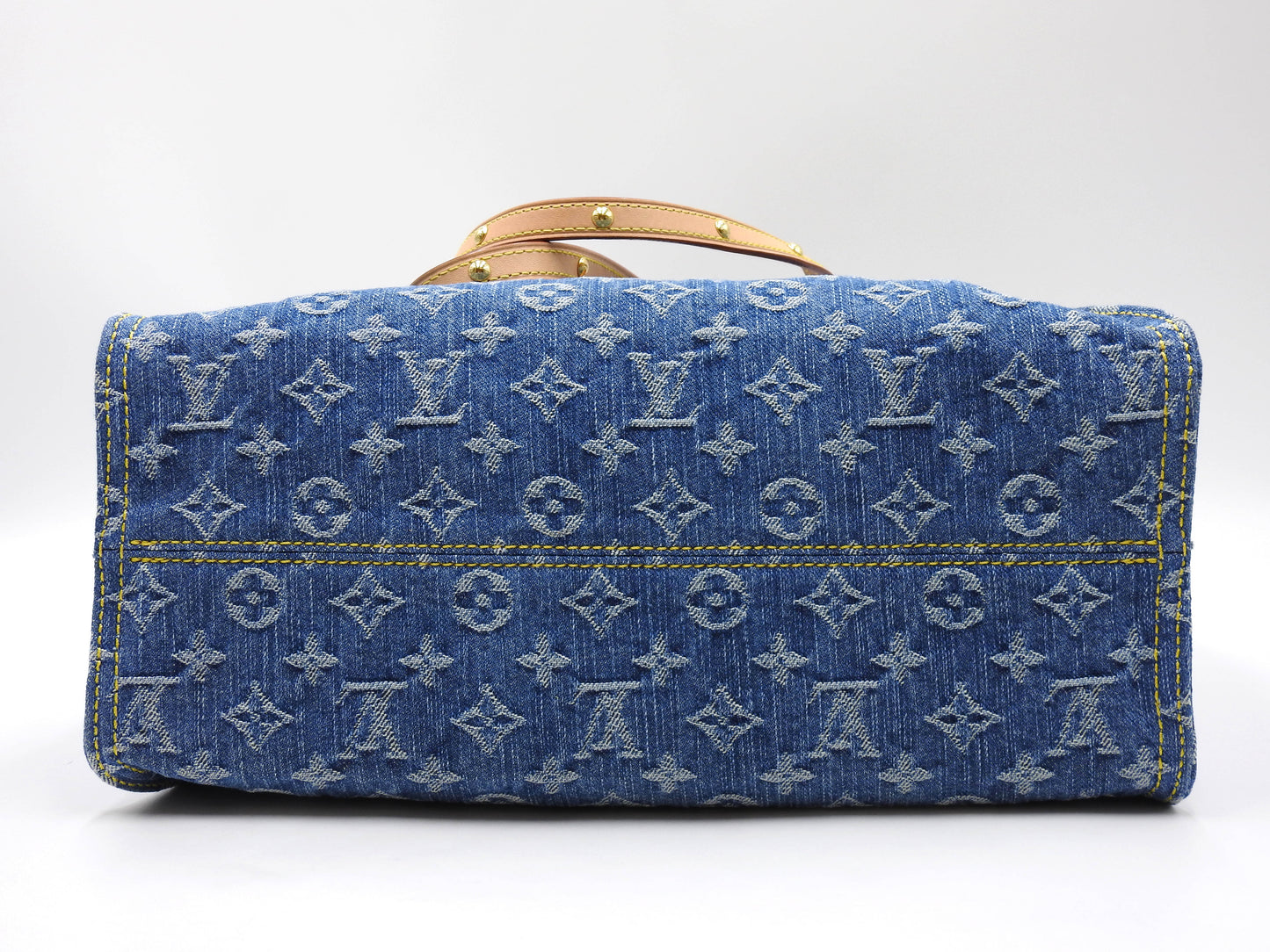 LOUIS VUITTON LV Remix Monogram Denim Onthego MM Shoulder Bag Blue M46871