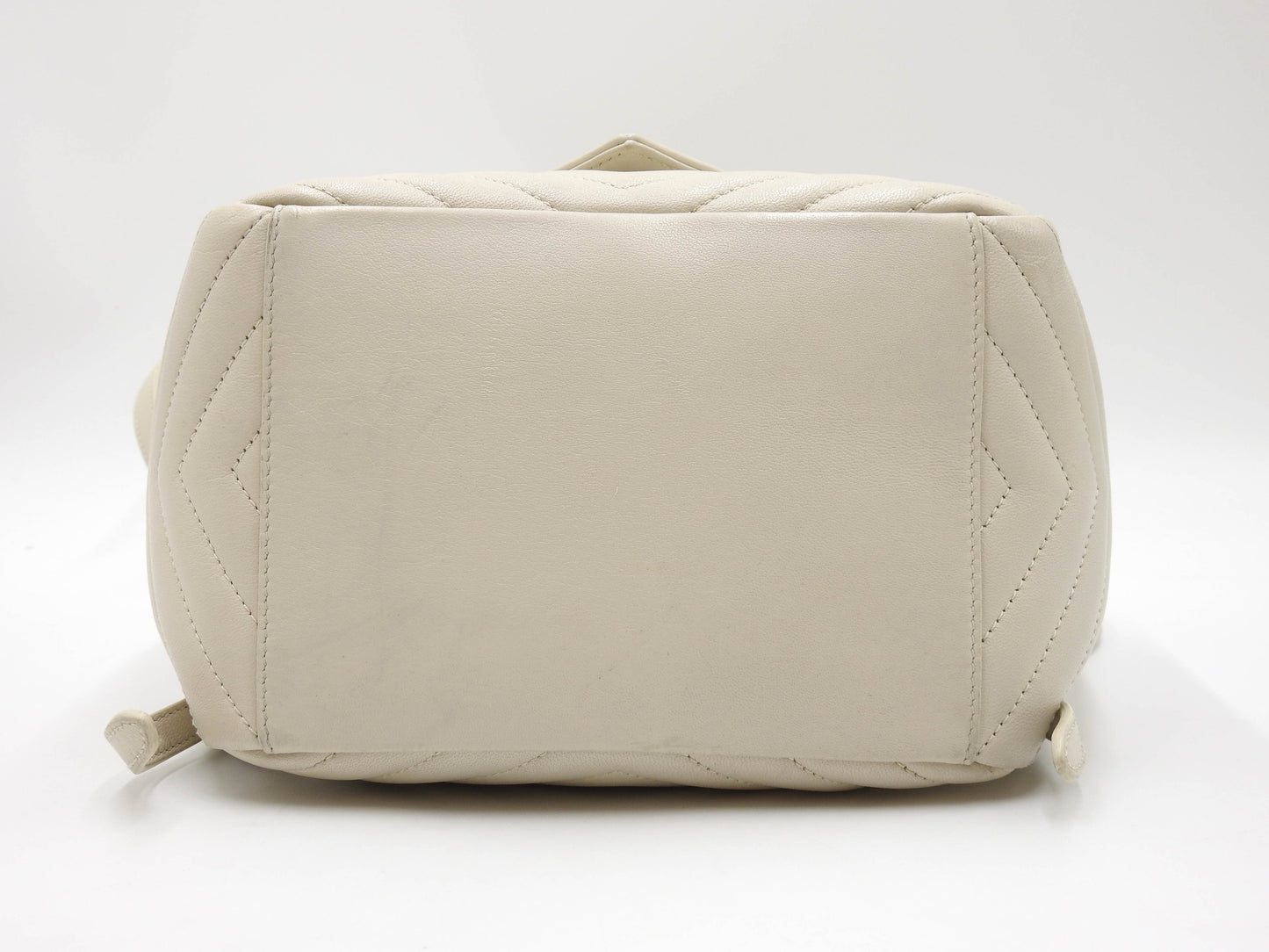 SAINT LAURENT PARIS Joe Chain Backpack Bag Lambskin Leather White 672609