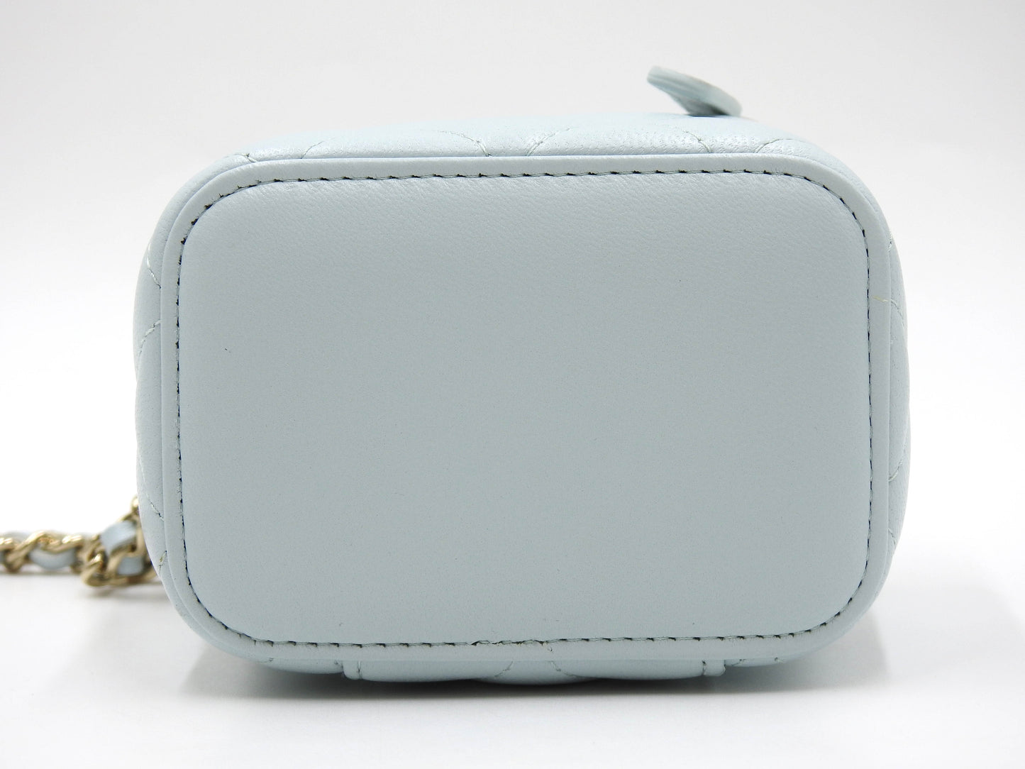 CHANEL Matelasse Top Handle Small Vanity Shoulder Bag Lambskin Blue AP2198