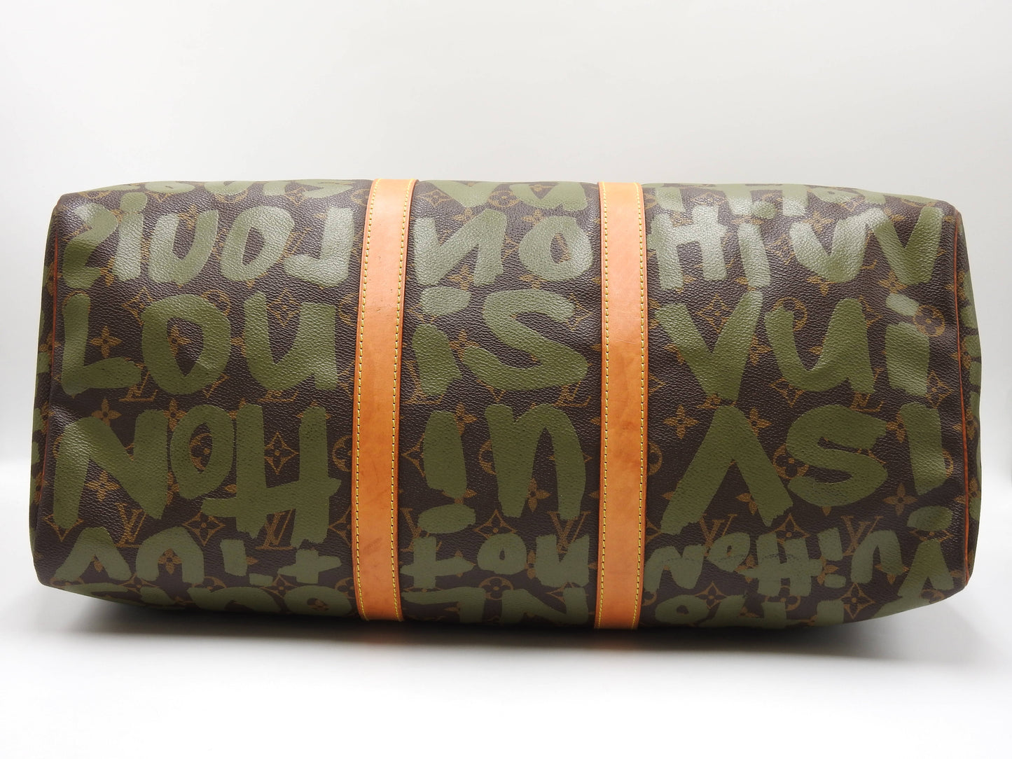 LOUIS VUITTON Monogram Graffiti Keepall 50 Boston Travel Bag Khaki M92196