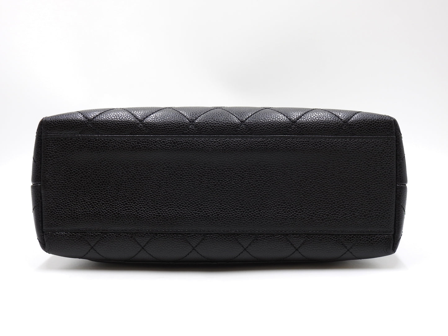 CHANEL CC Matelasse Kelly Top Handle Bag Caviarskin Leather Black A12397