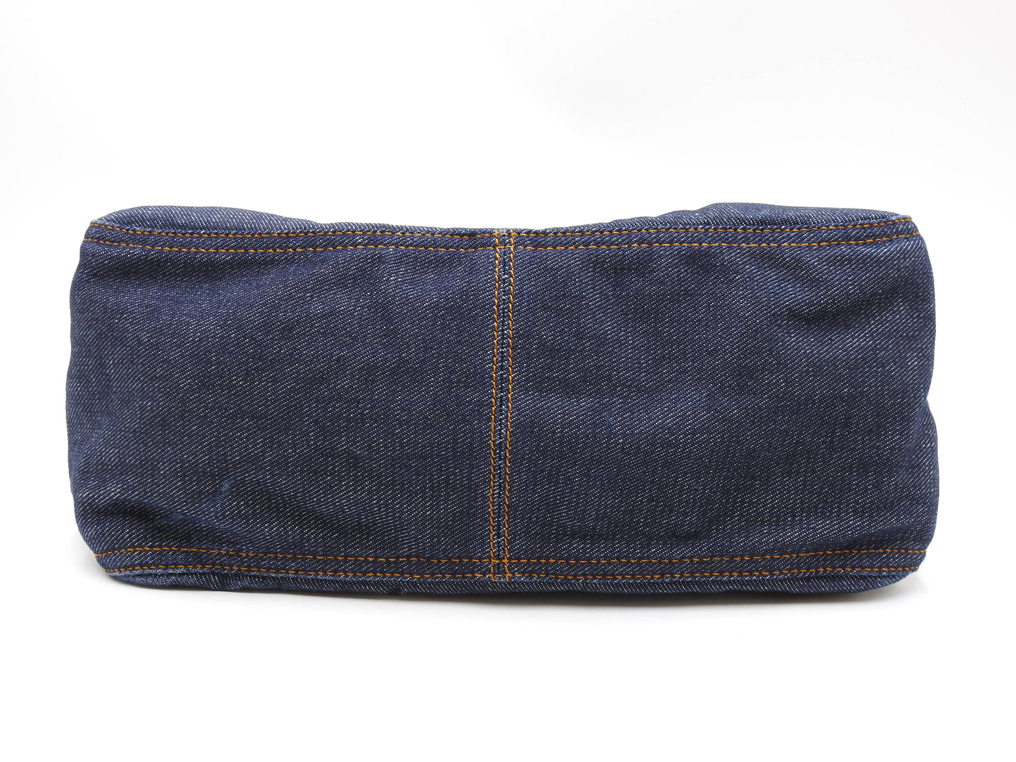 FENDI Mamma Baguette Shoulder Hand Bag Denim Navy Silver Hardware
