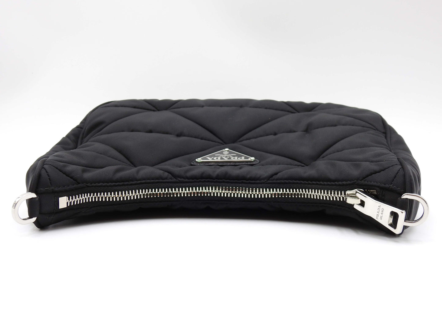 PRADA Padded Quilting Re-Nylon Crossbody Shoulder Bag Black 1BC151