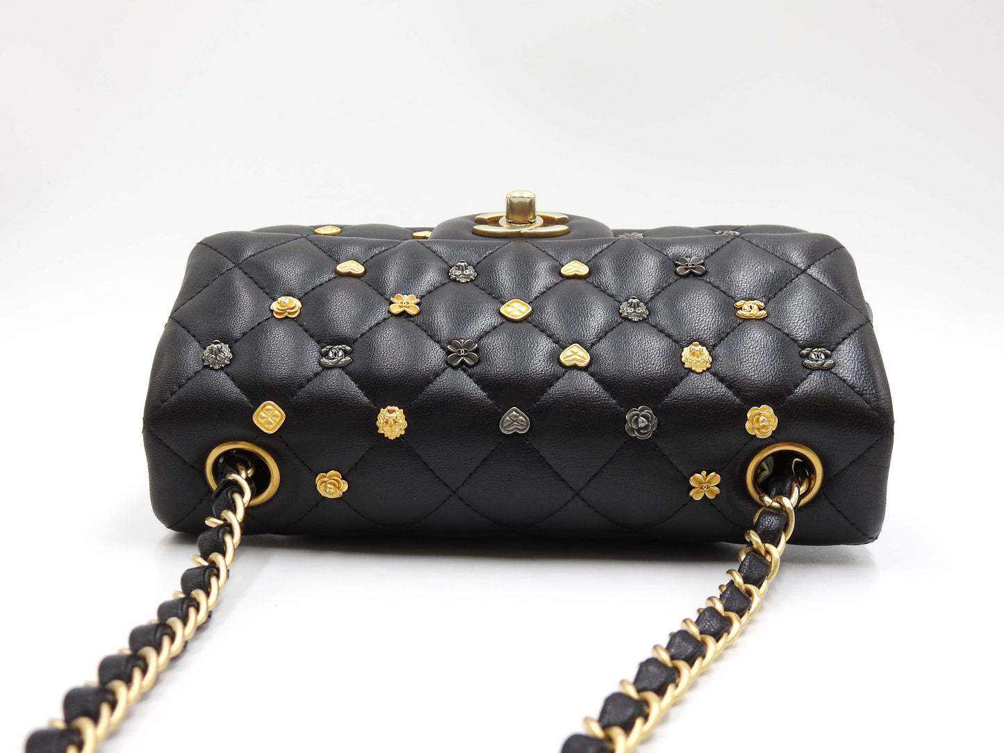 CHANEL Matelasse Mini Rectangular Flap Chain Shoulder Bag Lambskin Black