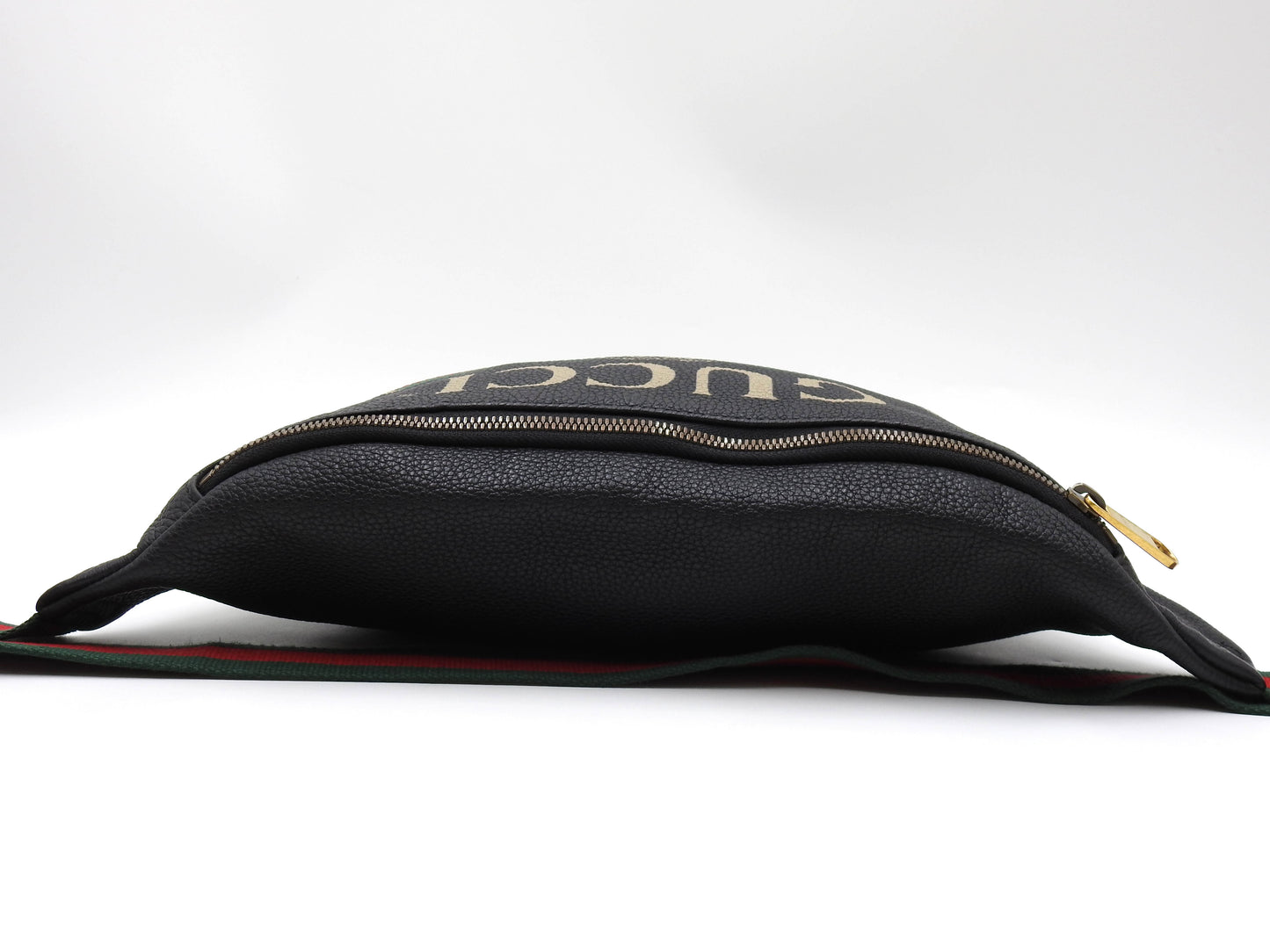 GUCCI Logo Print Web Sherry Waist Body Belt Bag Leather Black 530412