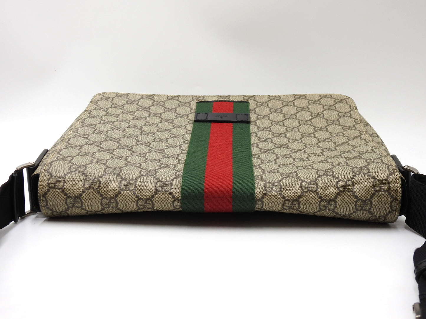 GUCCI GG Supreme Sherry Web Messenger Shoulder Bag Monogram Beige 475432
