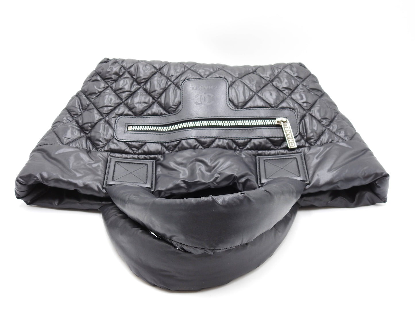 CHANEL Coco Cocoon PM Small Tote Bag Hand Bag Quilting Nylon Black A48610