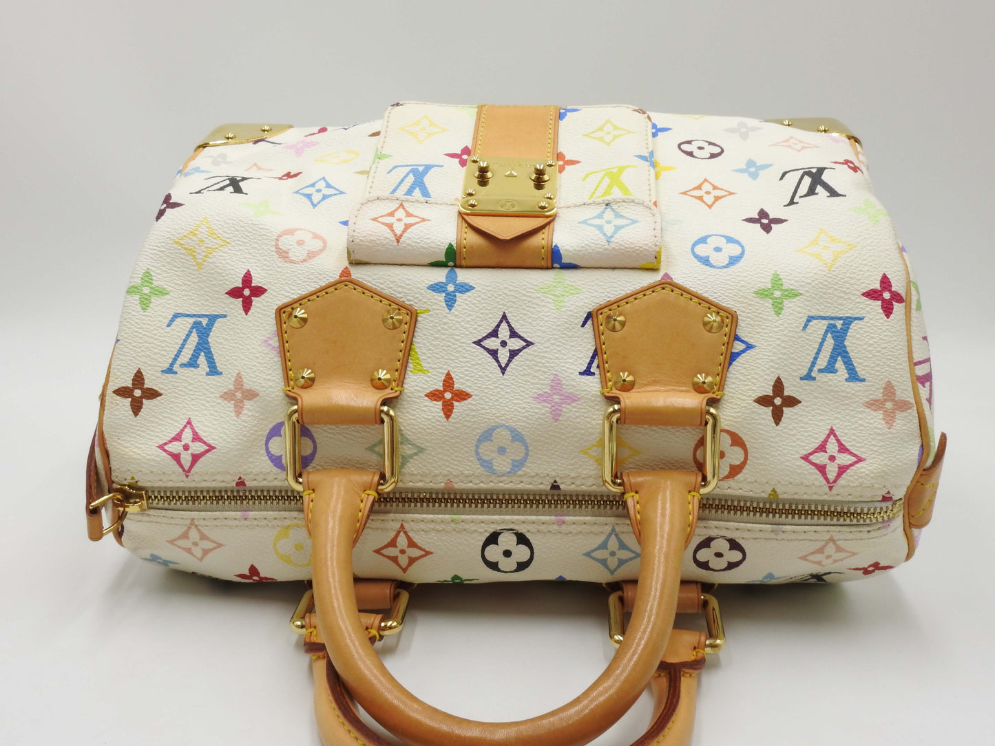 LOUIS VUITTON Speedy 30 Boston Hand Bag Multicolor Bron White M92643