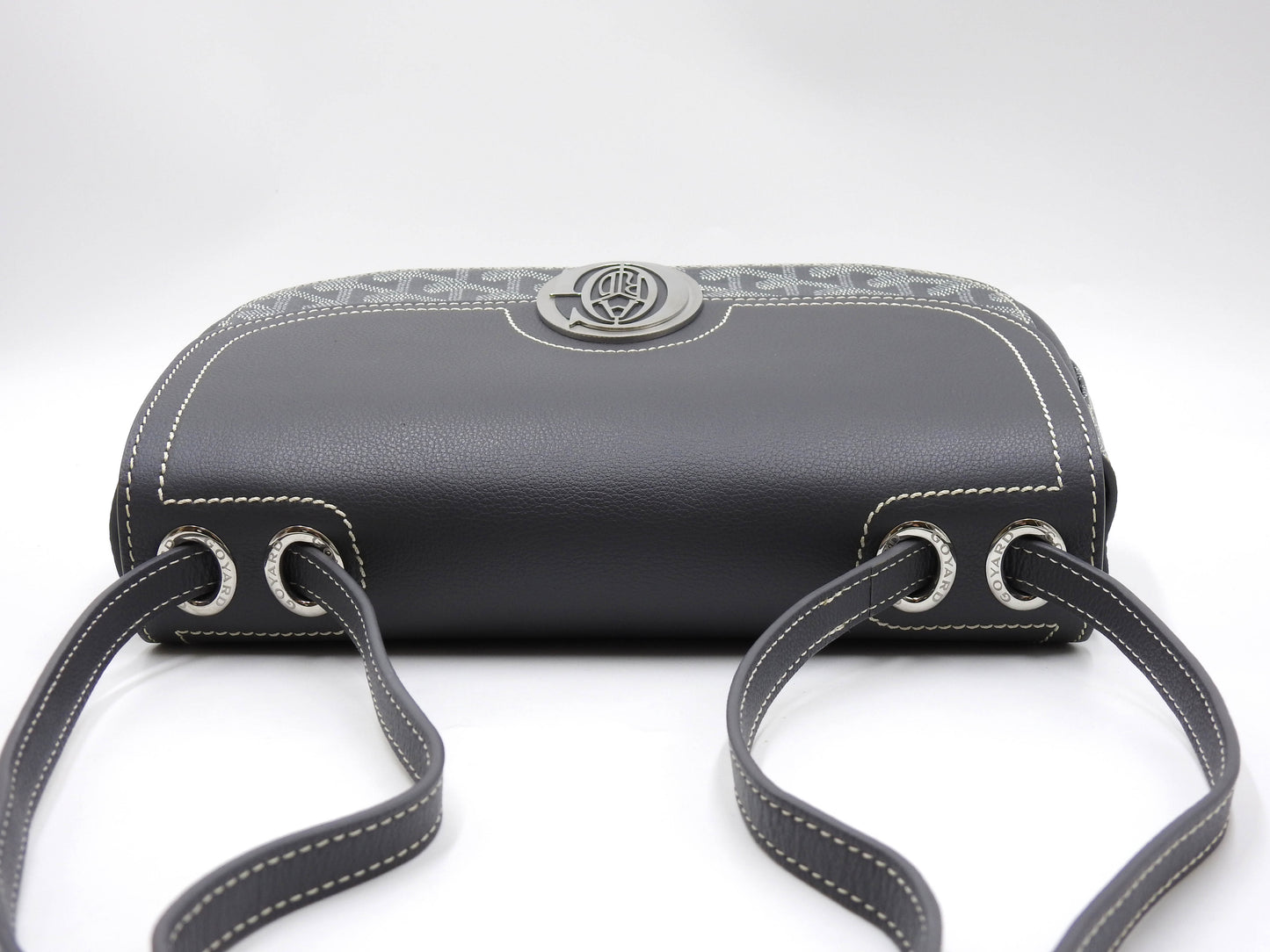 GOYARD Goyardine Sac 233 PM Shoulder Bag PVC Leather Grey Silver