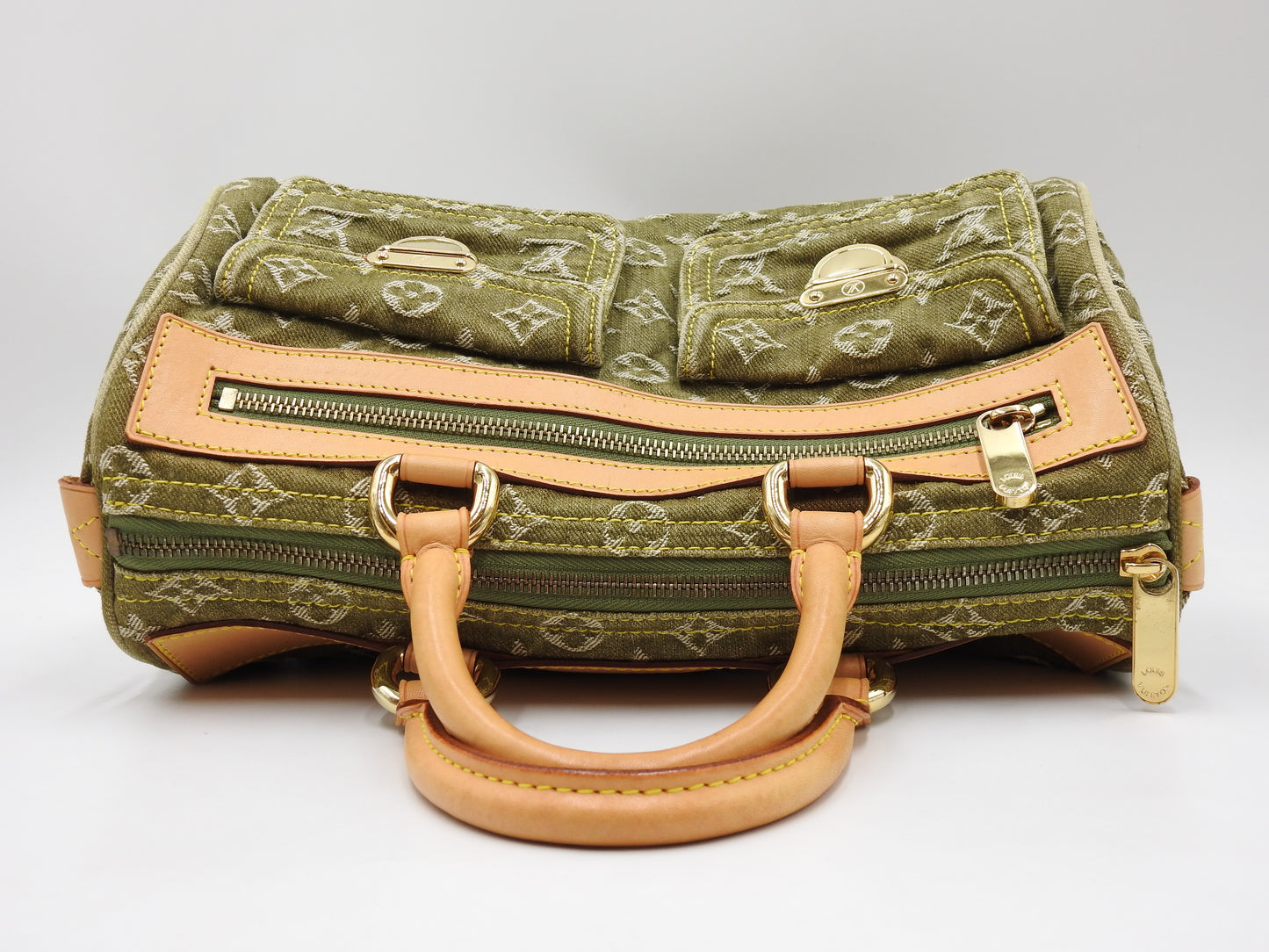 LOUIS VUITTON Monogram Denim Neo Speedy Hand Bag Boston Bag Khaki M95215