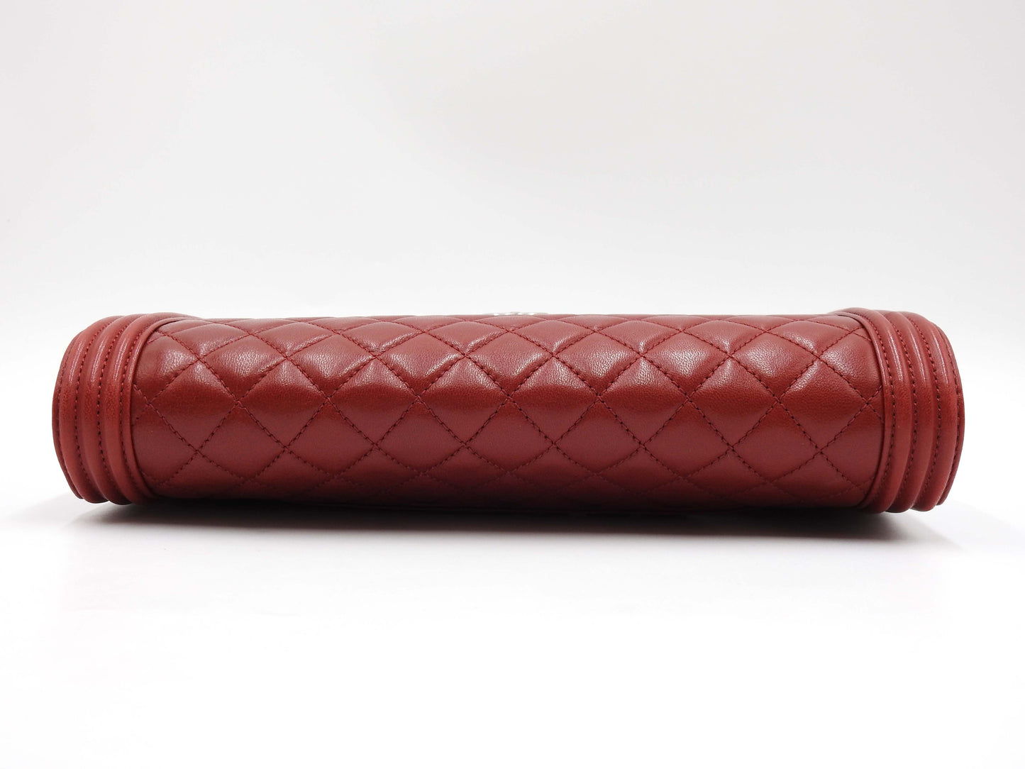 CHANEL CC Matelasse Boy Flap Clutch Second Bag Lambskin Leather Red