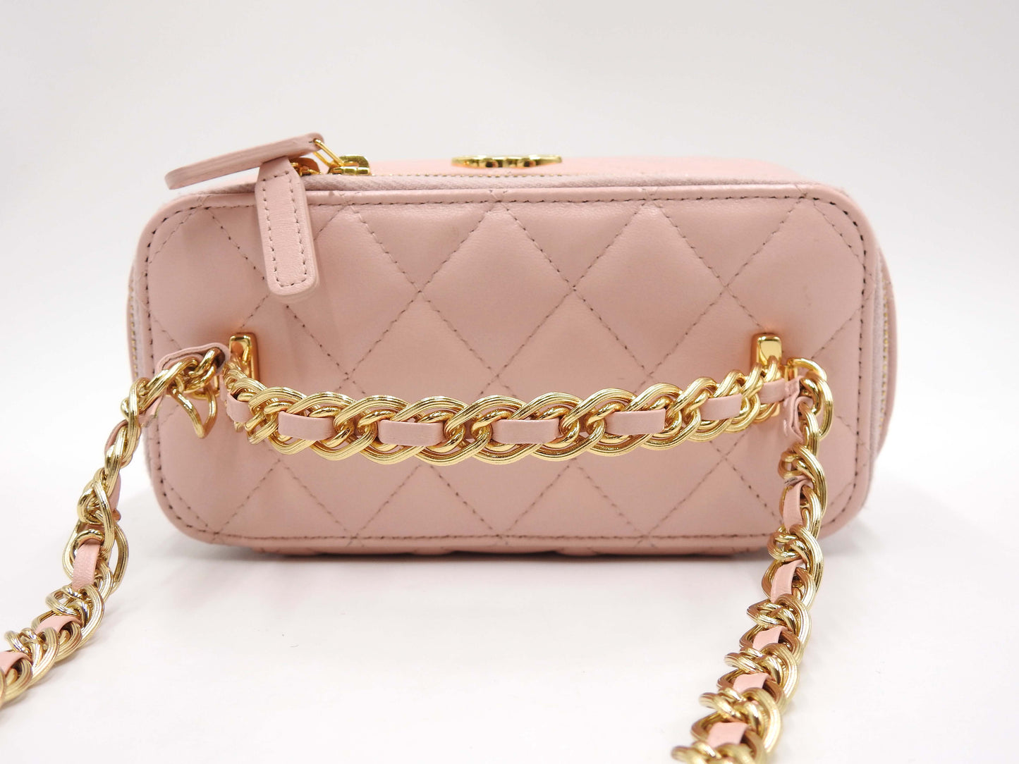 CHANEL CC Matelasse Top Handle 2way Small Chain Vanity Bag Lambskin Pink