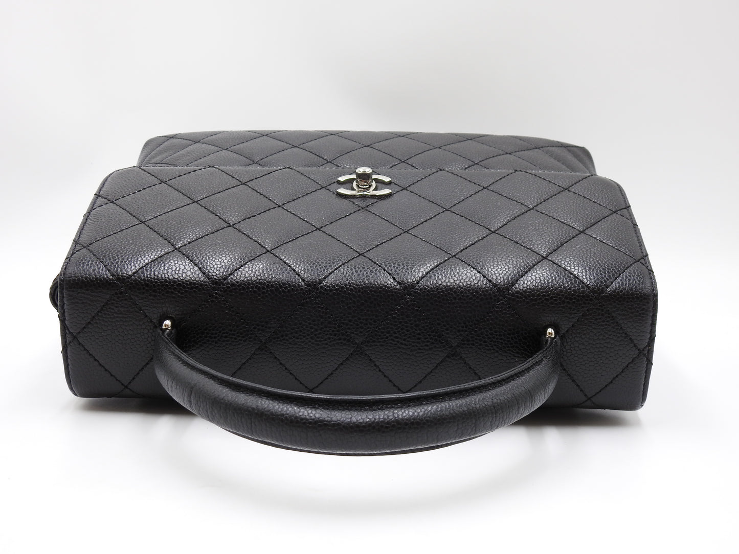 CHANEL CC Matelasse Kelly Top Handle Bag Caviarskin Leather Black A12397