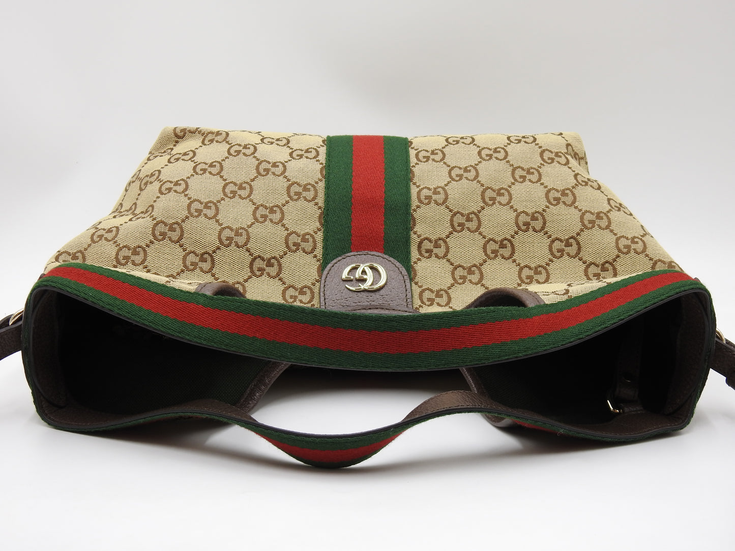 GUCCI GG Canvas Giglio Small Hobo Tote Shoulder Bag Beige Brown 860845