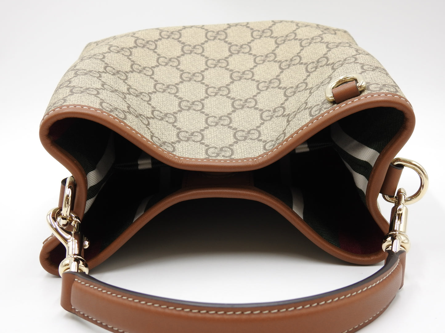 GUCCI GG Emblem Supreme Small Bucket Bag 2way Shoulder Bag Brown 815118