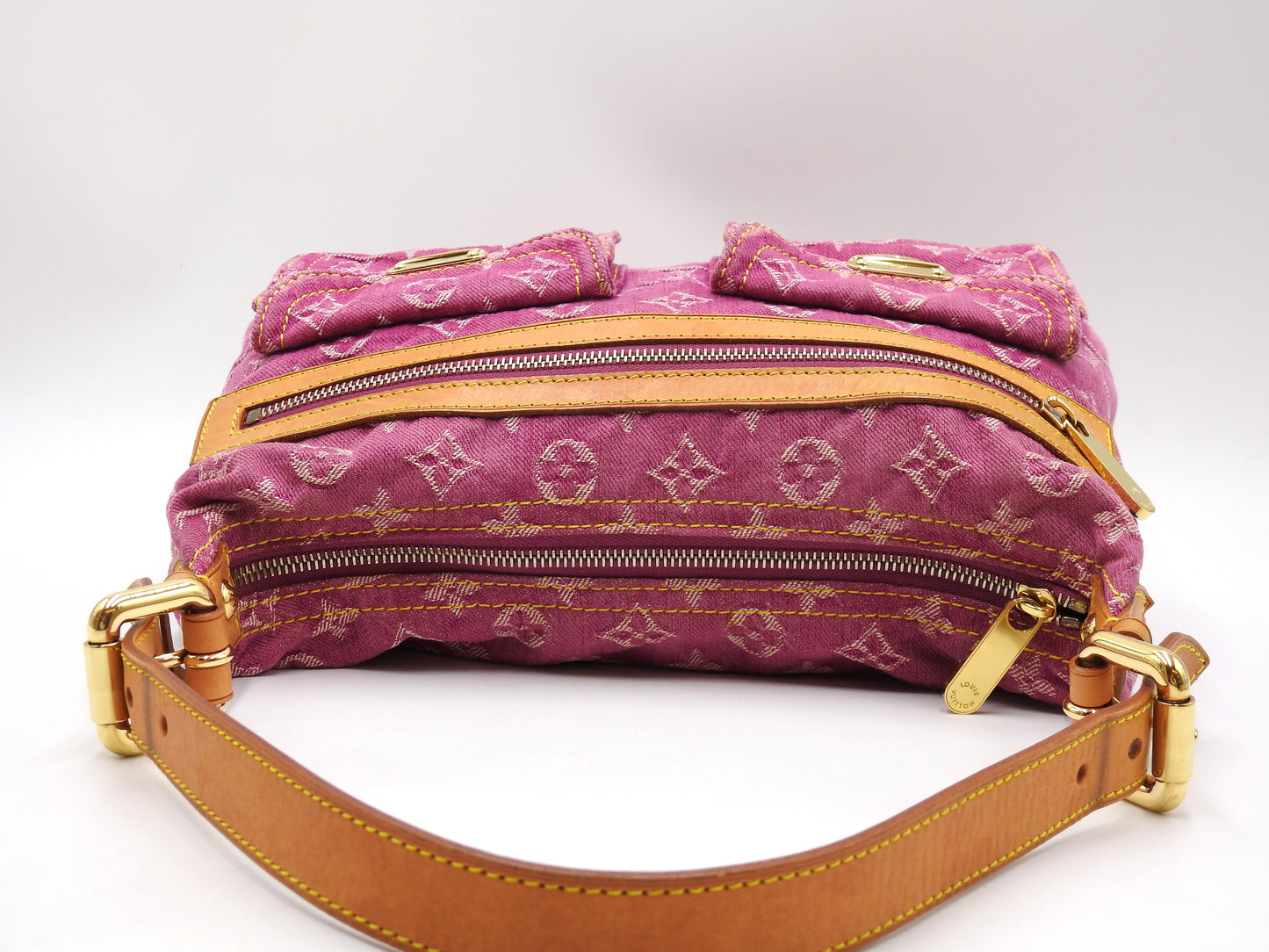 LOUIS VUITTON Baggy PM Monogram Denim Shoulder Bag Fuchsia Pink M95210