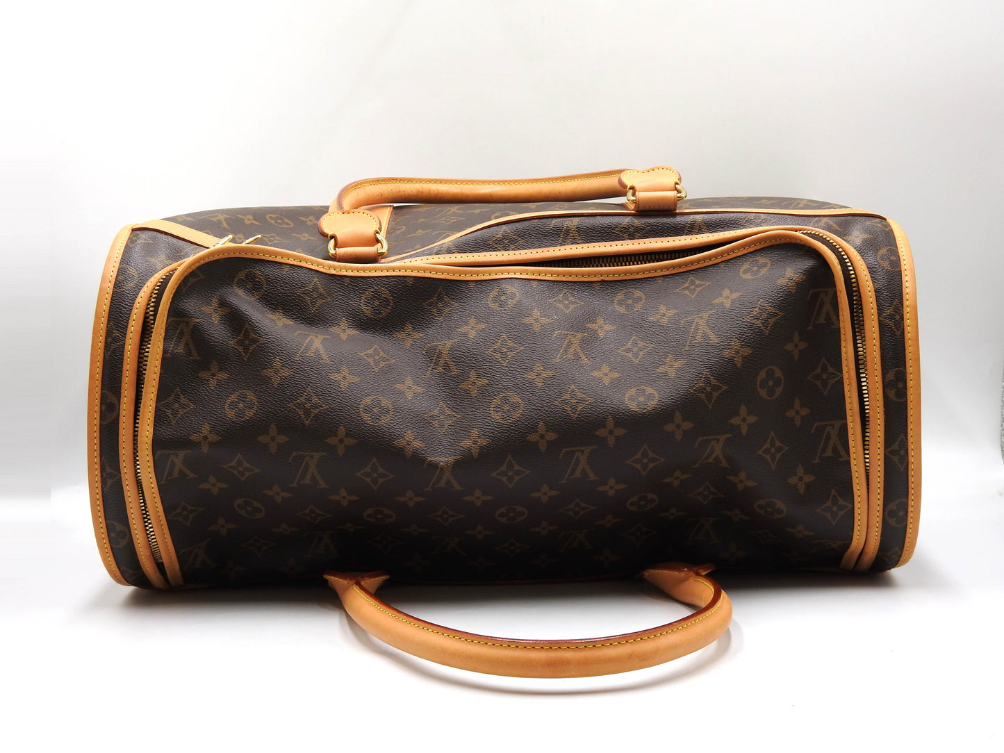 LOUIS VUITTON Monogram Sac Chien 50 Pet Carry Bag Hand Bag Gold M42021