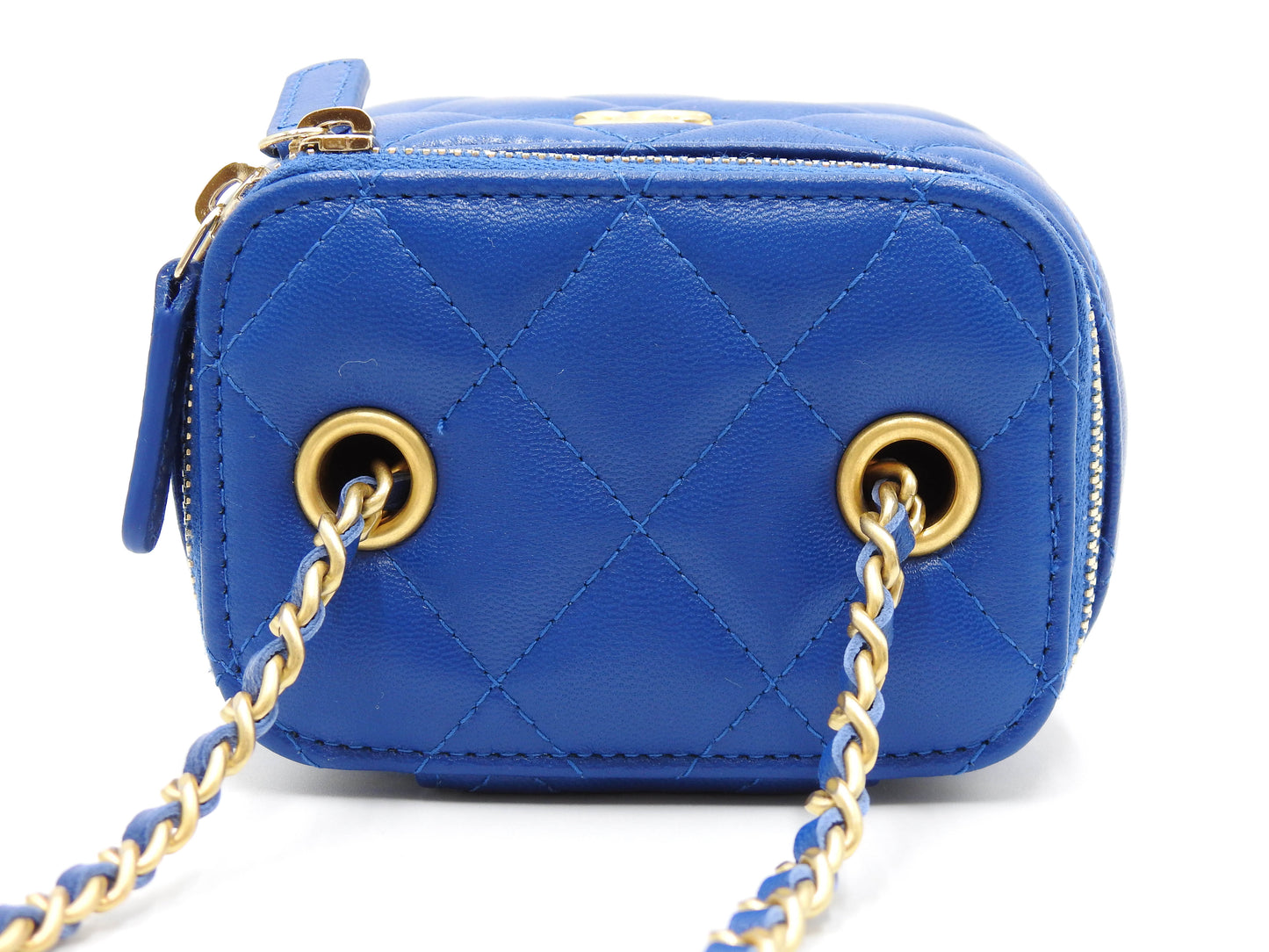 CHANEL Matelasse Pearl Crush Small Vanity Chain Shoulder Bag Blue AP1447