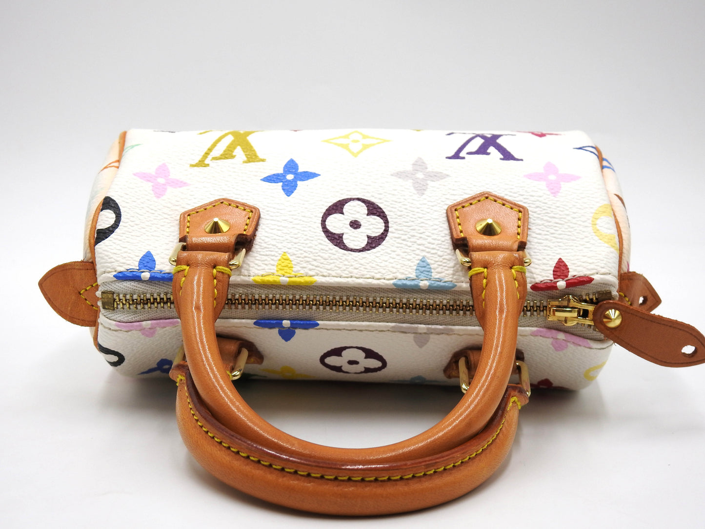 LOUIS VUITTON Monogram Mini Speedy Hand Bag Multicolor Bron White M92645