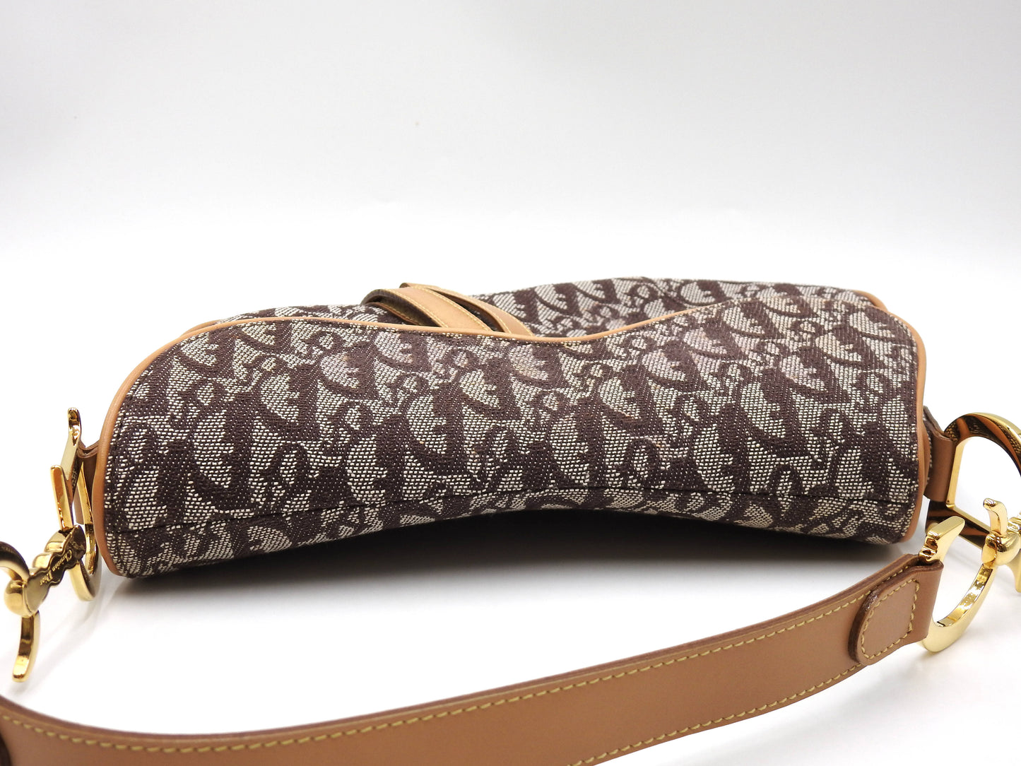 Christian Dior Trotter Oblique Saddle Bag Shoulder Hand Bag Canvas Brown
