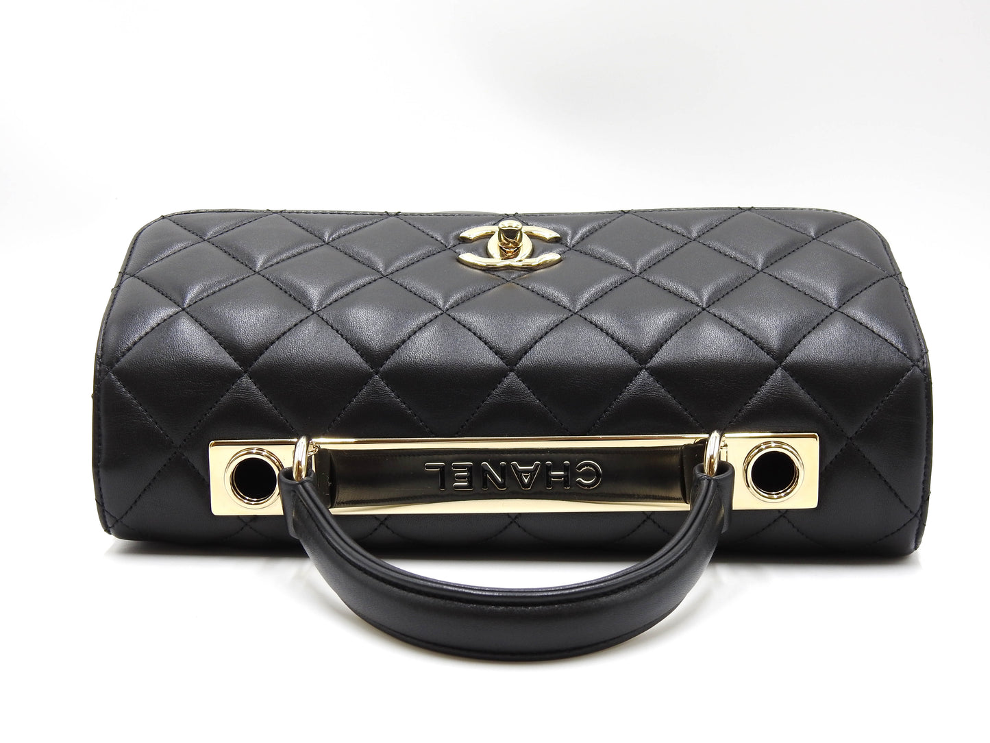 CHANEL Medium Trendy CC Top Handle Flap Shoulder Bag Lambskin Black A92237