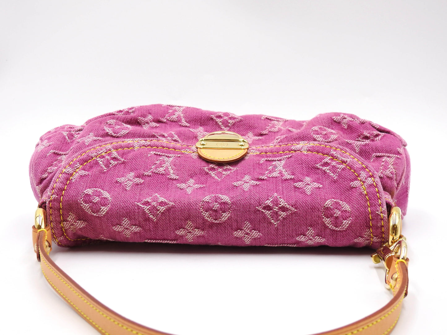 LOUIS VUITTON Mini Pleaty Monogram Denim Shoulder Hand Bag Pink M95216