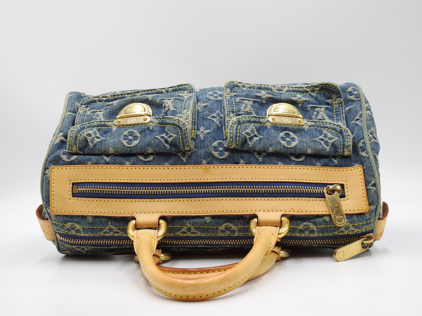 LOUIS VUITTON Monogram Denim Neo Speedy Hand Bag Boston Bag Blue M95019